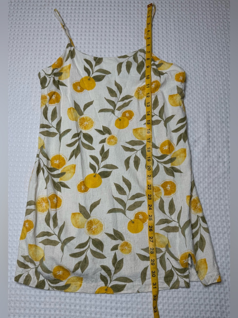 Z Supply Raelyn Citrus Linen Blend Mini Dress Yellow Lemon Print SZ M Beachy - Picture 8 of 8